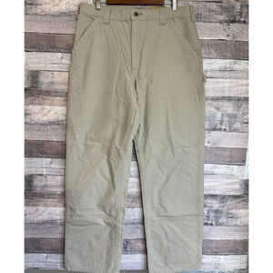 Carhartt Mens Canvas Work Dungarees Pants 36x34 Tan Straight Leg Classic NEW